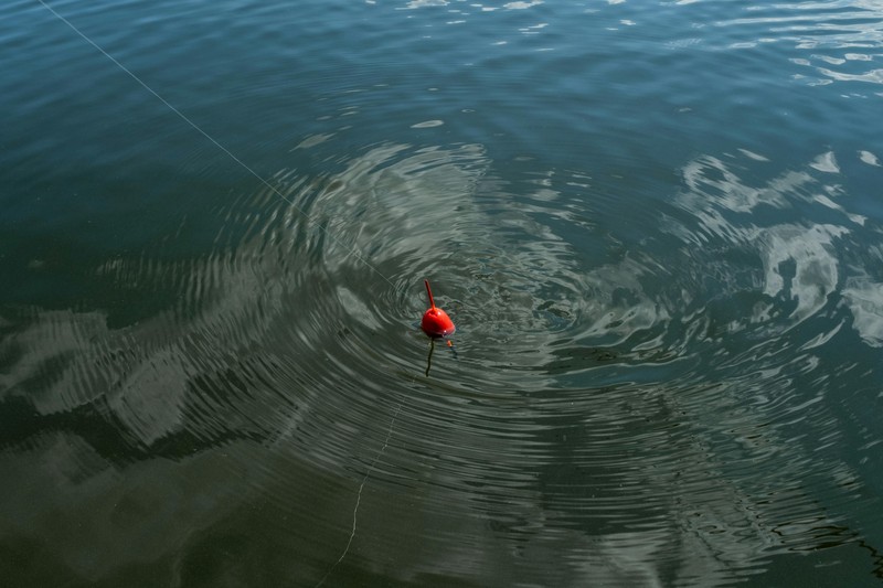A spearfishing roller gun and bright orange float line system laid out on a boat deck ready for use.